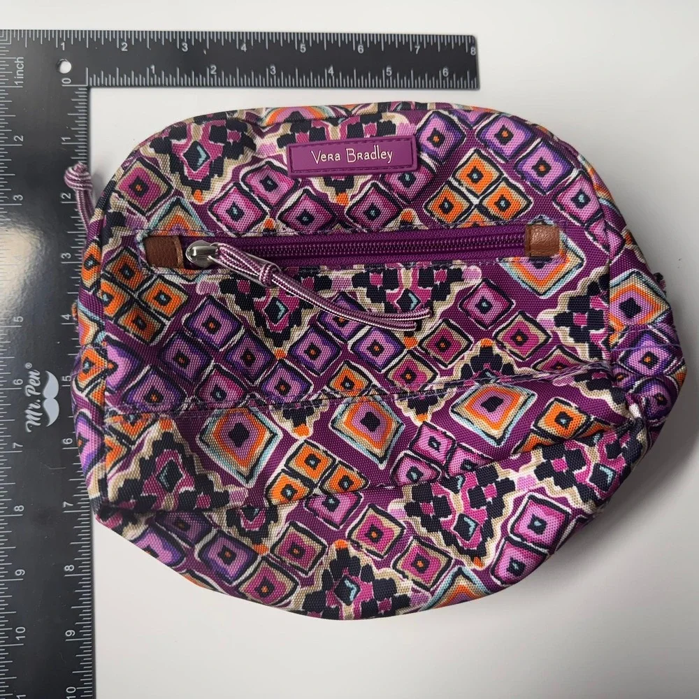 Vera Bradley Purple Geometric Print Zippered Cosmetic Travel Pouch‎ Bag
